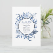 Save The Date Aquarelle Floral Marine Bleu Script Enregistrer la (Debout devant)