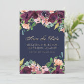 Save The Date Aquarelle Floral Marine Mariage (Debout devant)