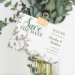 Save The Date Aquarelle Floral Matin Glory Handfasting
