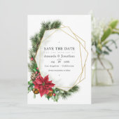 Save The Date Aquarelle Floral Noël Mariage géométrique (Debout devant)