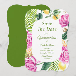 Save The Date Aquarelle Floral Pies Roses Tulipes Quinceañera