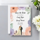 Save The Date Aquarelle Floral Romantique Couple Élégant Mariage