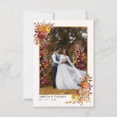 Save The Date Aquarelle Floral Rustique Automne Chaud Mariage d' (Dos)