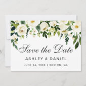 Save The Date Aquarelle Floral Vert Blanc Enregistrer La Date (Devant)