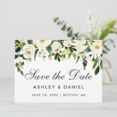Save The Date Aquarelle Floral Vert Blanc Enregistrer La Date (Debout devant)