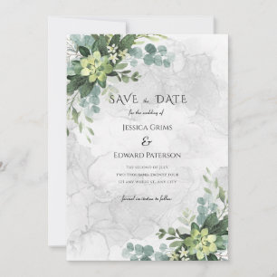 Save The Date Aquarelle Floral Vert Romantique Sophistiqué