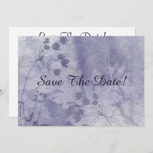 Save The Date Aquarelle Florale Bleue Enregistrer La Date (Devant / Derrière)