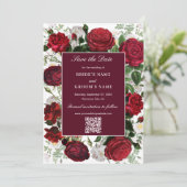 Save The Date Aquarelle florale bourguignonne moderne Mariage él (Debout devant)