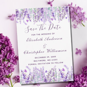 Save The Date Aquarelle Florale Élégante Formel Lavande Verdure