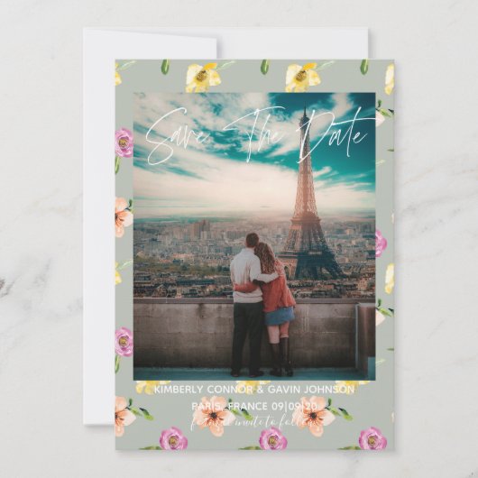 Save The Date Aquarelle florale | Enregistrer la date (Devant)