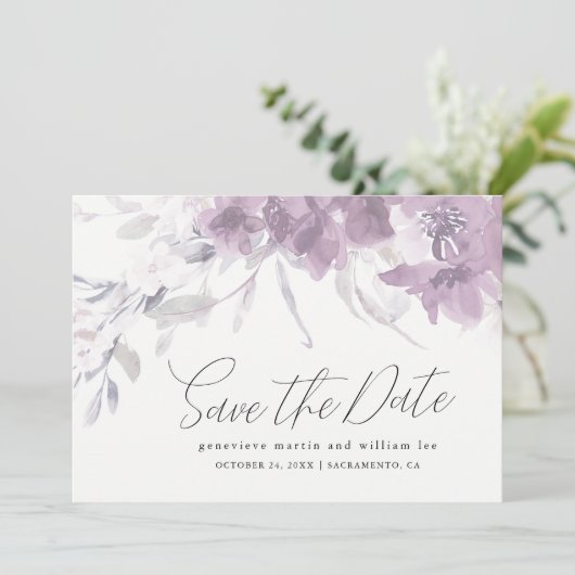 Save The Date Aquarelle florale Enregistrer le Mariage de date (Debout devant)