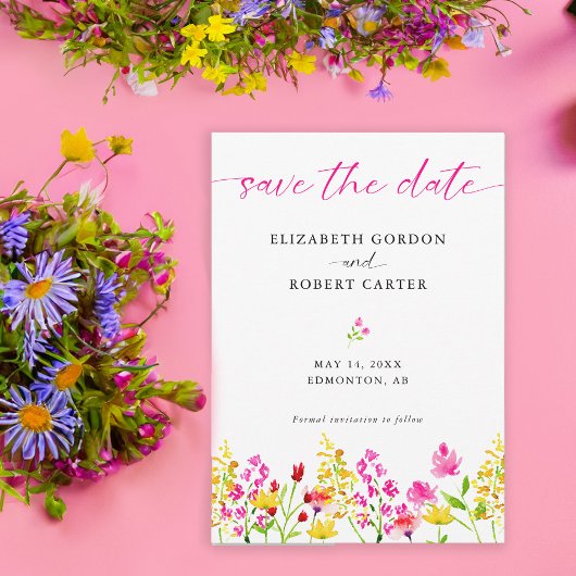 Save The Date Aquarelle Florale fleur sauvage Élégante Script