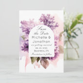 Save The Date Aquarelle florale Lilac Bible chrétienne Mariage (Debout devant)