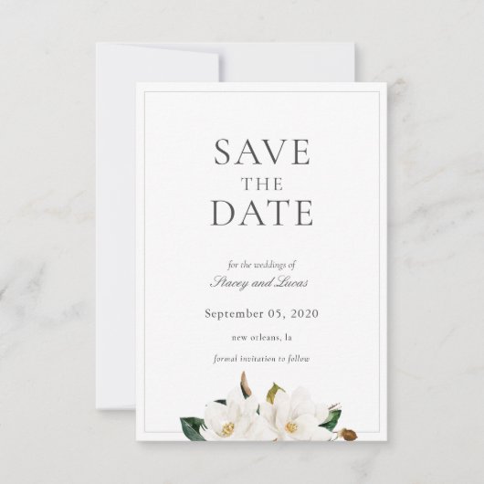 Save The Date Aquarelle florale Magnolia (Devant)