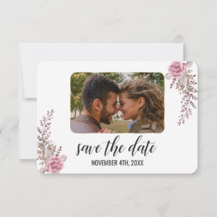 Save The Date Aquarelle florale Marsala Maroon Enregistrer la da