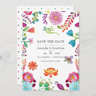 Save The Date Aquarelle Florale mexicaine Fiesta Photo Mariage