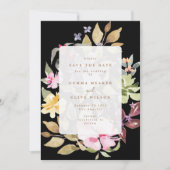Save The Date Aquarelle florale noire Mariage photo (Devant)