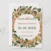Save The Date Aquarelle Florale Orange Verdure Rustique (Devant)
