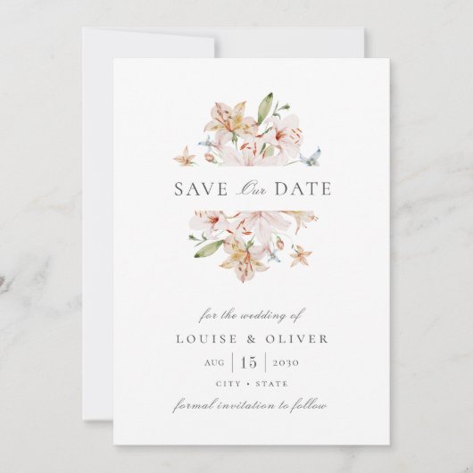 Save The Date Aquarelle Florale photo mariage Enregistrer la dat (Devant)