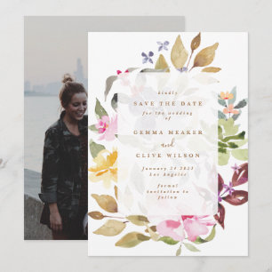 Save The Date Aquarelle florale séchée Photo Mariage