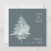 Save The Date Aquarelle Forêt Pin vert Mariage (Devant)