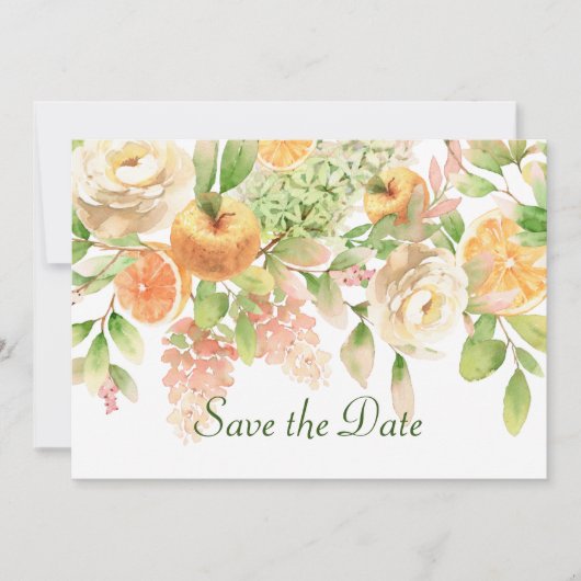 Save The Date Aquarelle Fruit et Fleurs de Jardin (Devant)