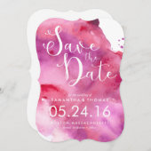 Save The Date Aquarelle Fuchsia et violet Enregistrer la date (Devant / Derrière)