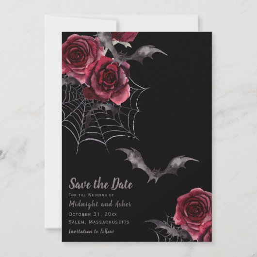 Save The Date Aquarelle Gothique Halloween Mariage Enregistrer L (Devant)