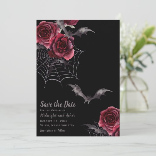 Save The Date Aquarelle Gothique Halloween Mariage Enregistrer L (Debout devant)