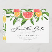 Save The Date Aquarelle Grappes et Oranges Mariage d'été (Devant / Derrière)