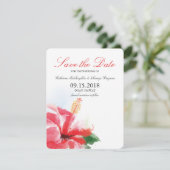 Save The Date Aquarelle Hibiscus Flower Breeze | Enregistrer la (Debout devant)