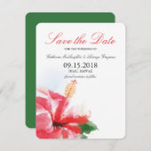 Save The Date Aquarelle Hibiscus Flower Breeze | Enregistrer la (Devant / Derrière)