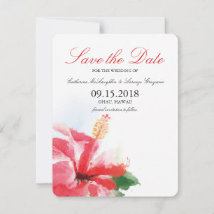 Save The Date Aquarelle Hibiscus Flower Breeze Enregistrer la