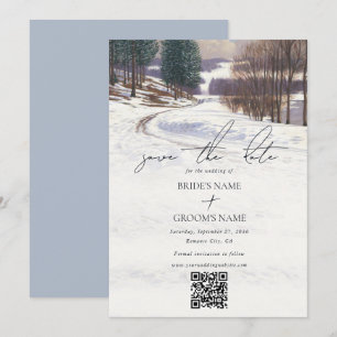 Save The Date Aquarelle Hiver Mariage paysage neige