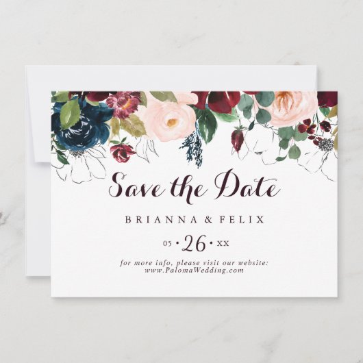 Save The Date Aquarelle illustrée Automne Mariage horizontal (Devant)