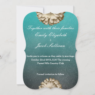 Save The Date Aquarelle inspirée Mariage Golden Daisy - Turquois
