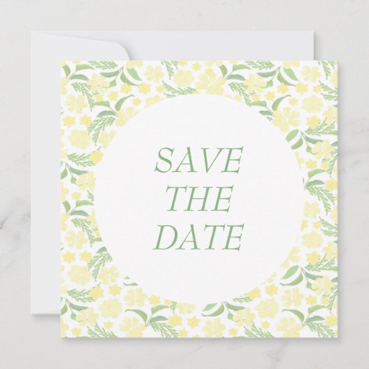 Save The Date Aquarelle Jaune Élégant Mariage Floral (Devant)