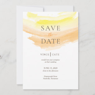 Save The Date Aquarelle jaune orange