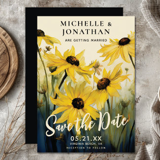 Save The Date Aquarelle Jaunes Marguerites | Fleurs de marguerit