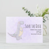 Save The Date Aquarelle Jouet Dinosaure Gris Cute (Debout devant)