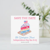 Save The Date Aquarelle Juillet 4 Fête du gâteau (Debout devant)