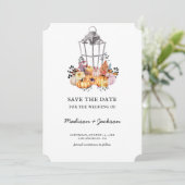 Save The Date Aquarelle lanterne Mariage Automne Enregistrer La  (Debout devant)