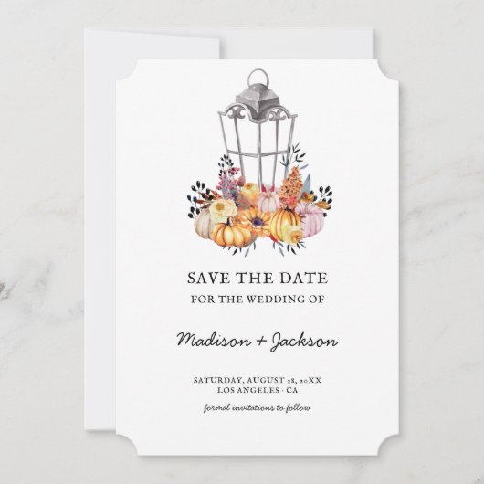 Save The Date Aquarelle lanterne Mariage Automne Enregistrer La  (Devant)