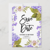 Save The Date Aquarelle Lavande Hydrangea Floral QR Code (Devant)