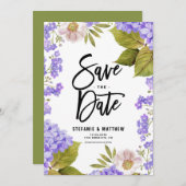 Save The Date Aquarelle Lavande Hydrangea Floral QR Code (Devant / Derrière)