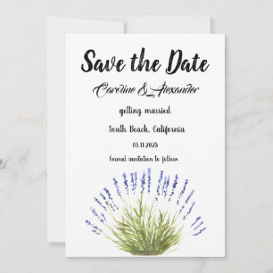 Save The Date Aquarelle Lavender Herbes Mariage Floral