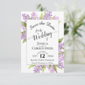 Save The Date Aquarelle Lilacs et calligraphie Mariage simple (Debout devant)