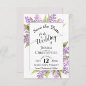 Save The Date Aquarelle Lilacs et calligraphie Mariage simple (Devant / Derrière)