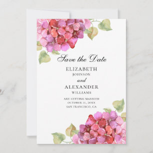 Save The Date Aquarelle lilas. Fleurs de fuchsia. Floral rose