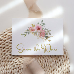Save The Date Aquarelle Lush Blush Rose Floral Enregistrer La Da